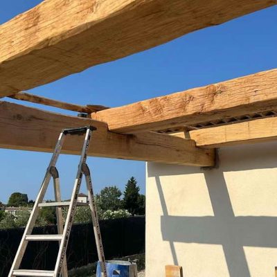 Création terrasse couvert chene veillis